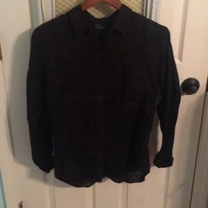 Black linen button down.